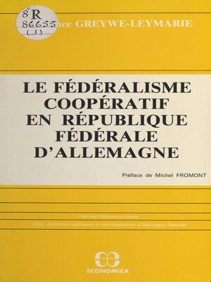 cover image of Le fédéralisme coopératif en République fédérale d'Allemagne